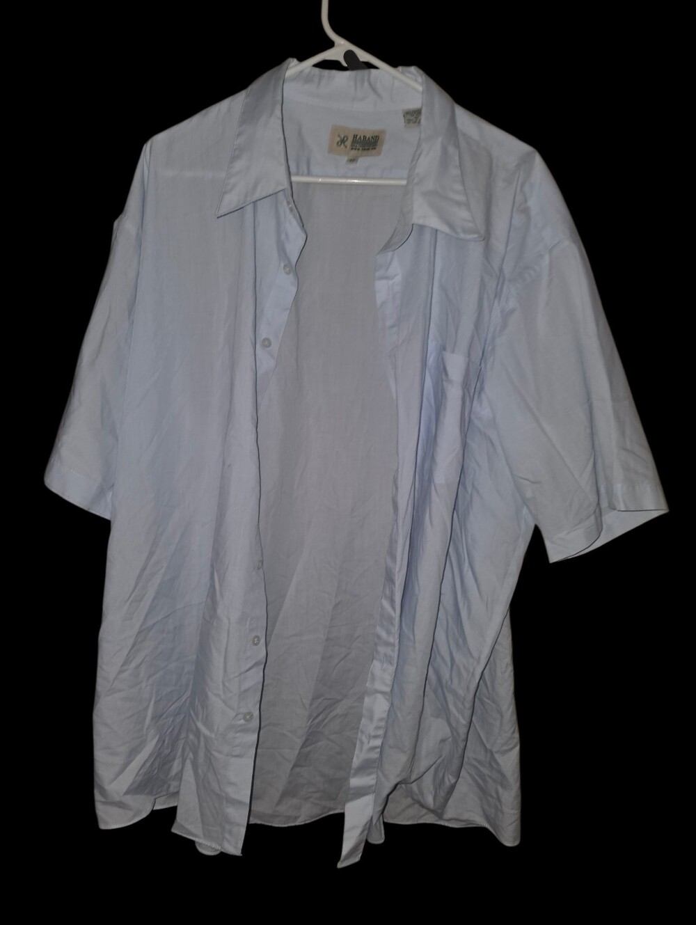 6/11/27. Haband Mens Pale Blue Short-Sleeve Button-Down Shirt